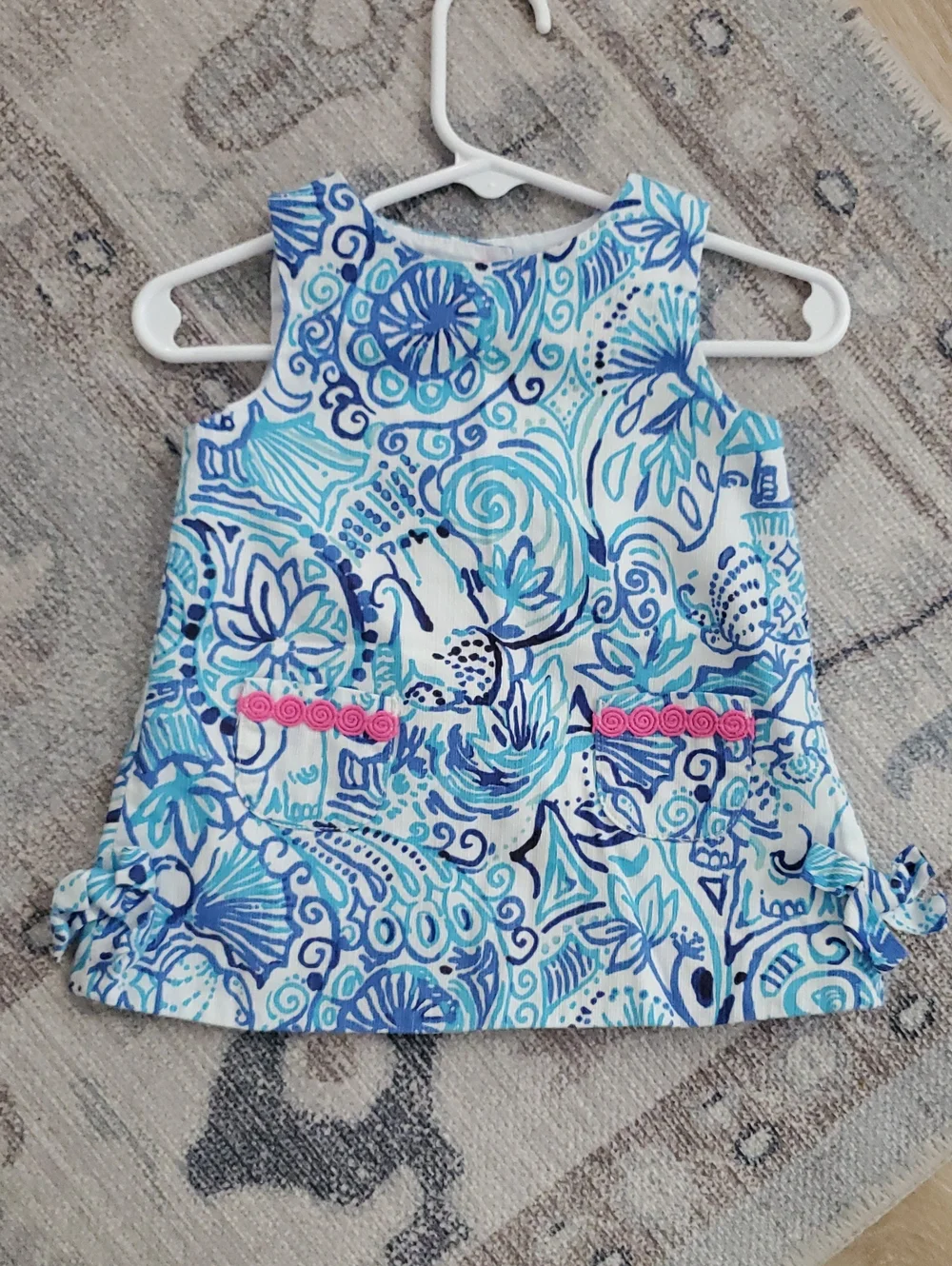 Lilly Pulitzer Baby Girls Blue Coastal Shift Dress Sz6-12m